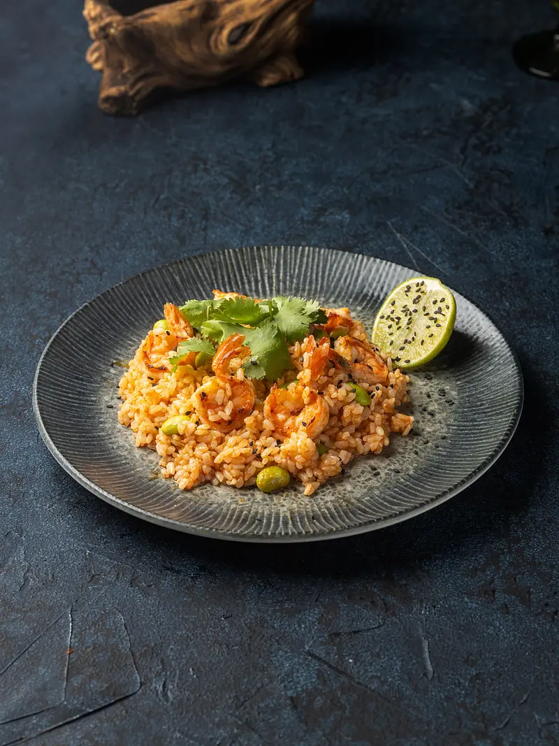 Жаренный рис с креветками 